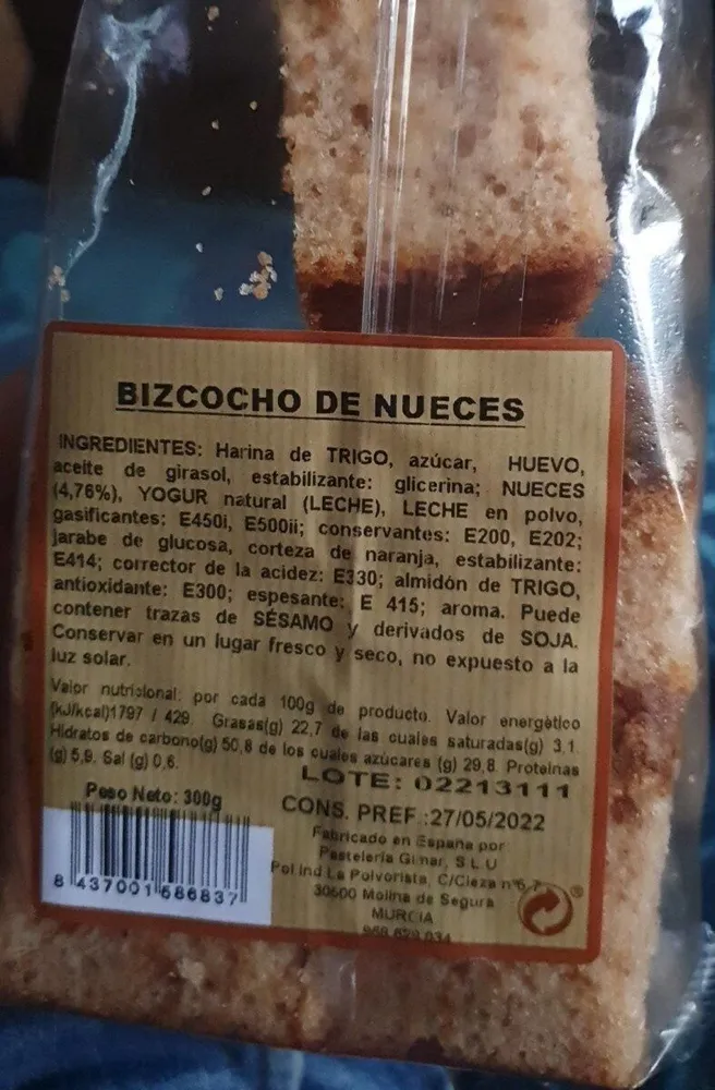 Bizcocho de nueces