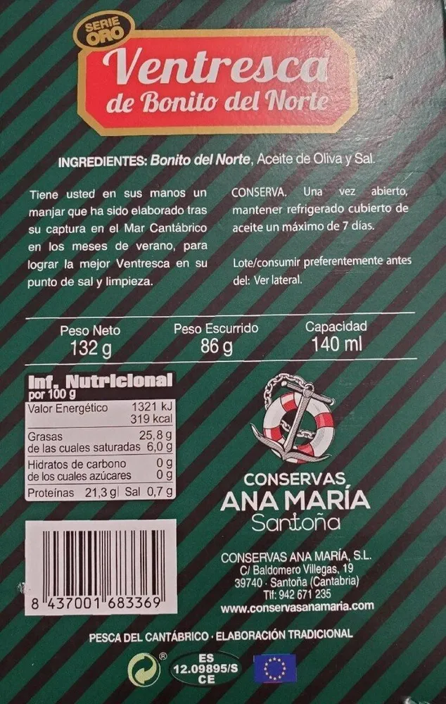 Ventresca de bonito del norte