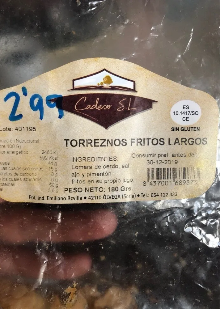 Torreznos fritos largos