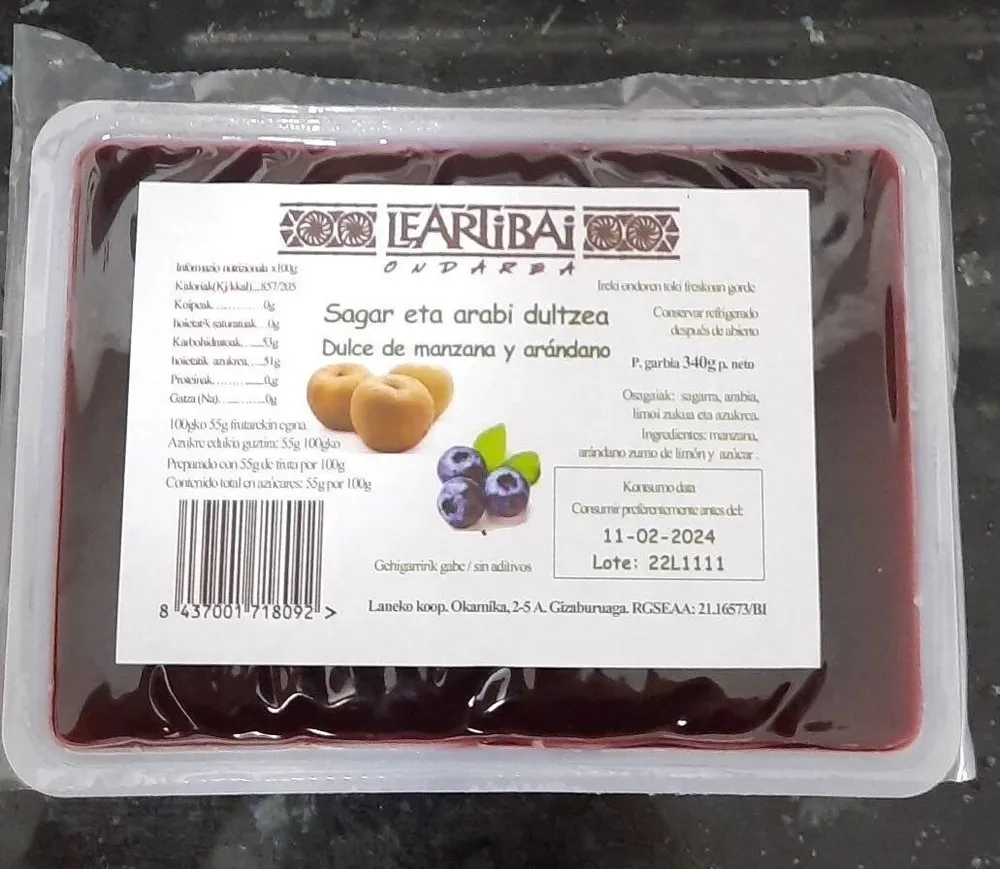 Dulce de manzana y arandano