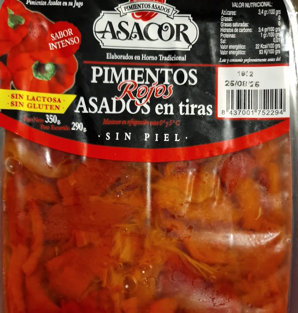 Pimientos rojos asados tiras sin piel