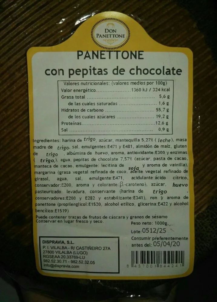 Panettone con pepitas de chocolate
