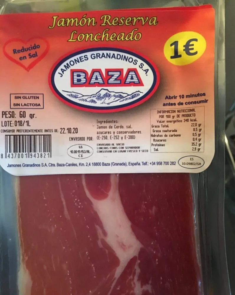 Jamon reserva loncheado