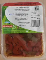 Pimientos asados rojos y verdes en tiras