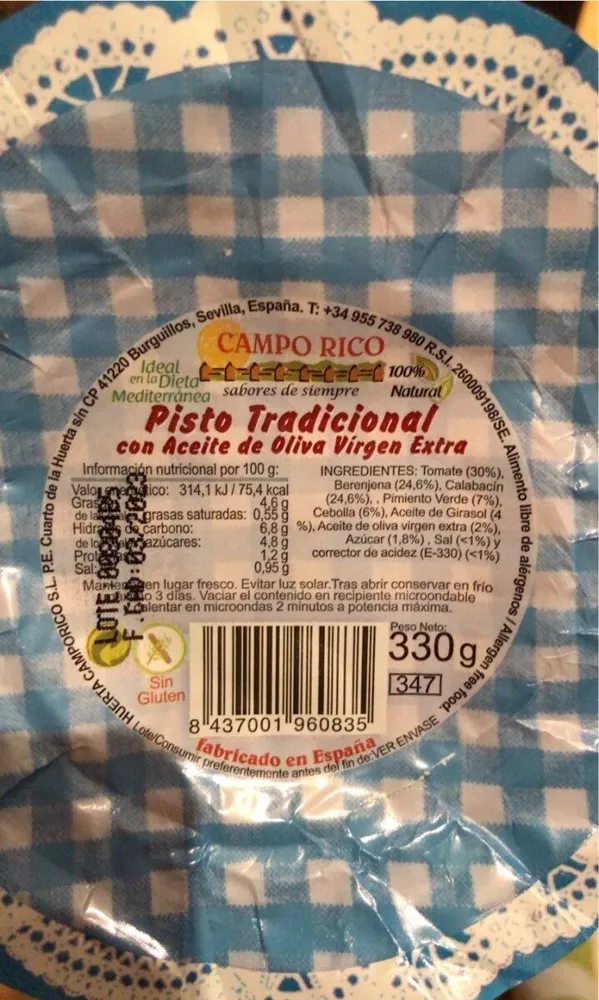 Pisto tradicional con aceite de Oliva Virgen Extra