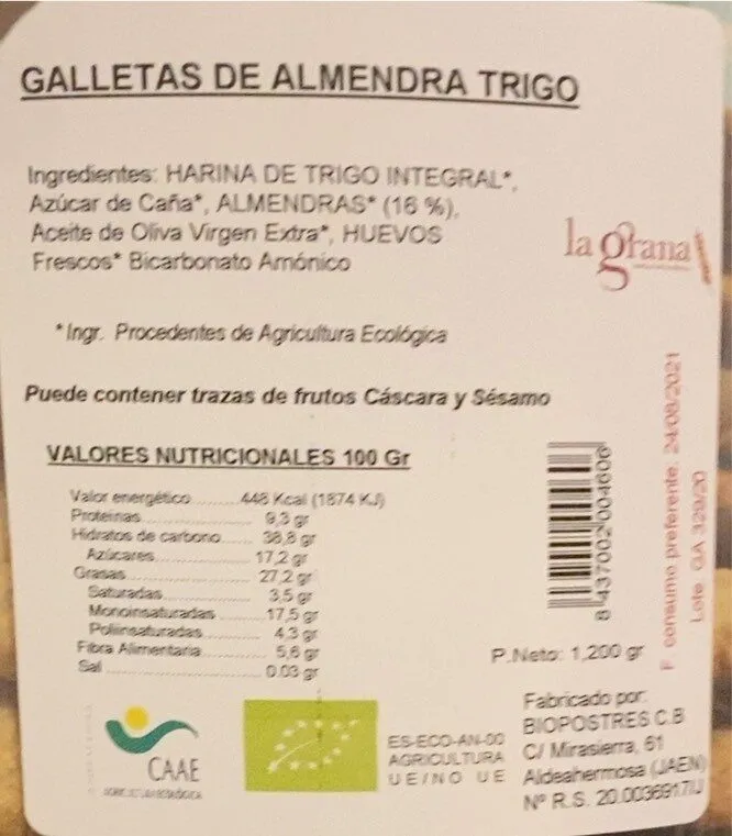 Galletas de Almendra Trigo