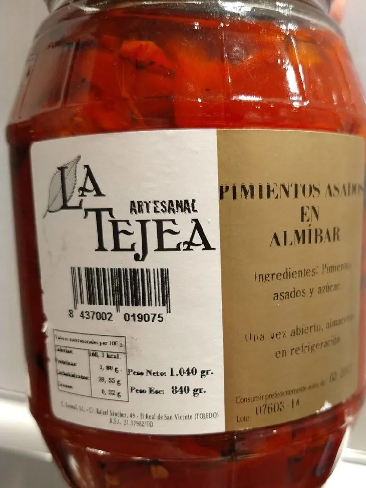 Pimientos Asados en Almíbar