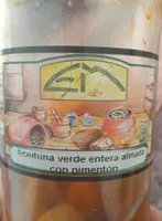 Aceituna verde entera aliñada con pimentón