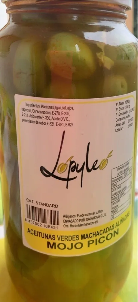 Aceitunas verdes mojo picon