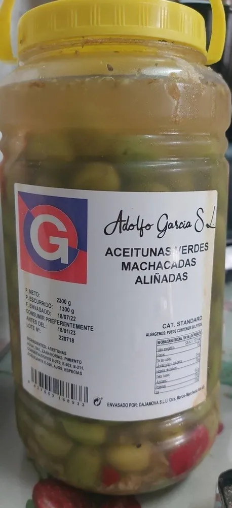 Aceitunas verdes Machacadas Aliñadas