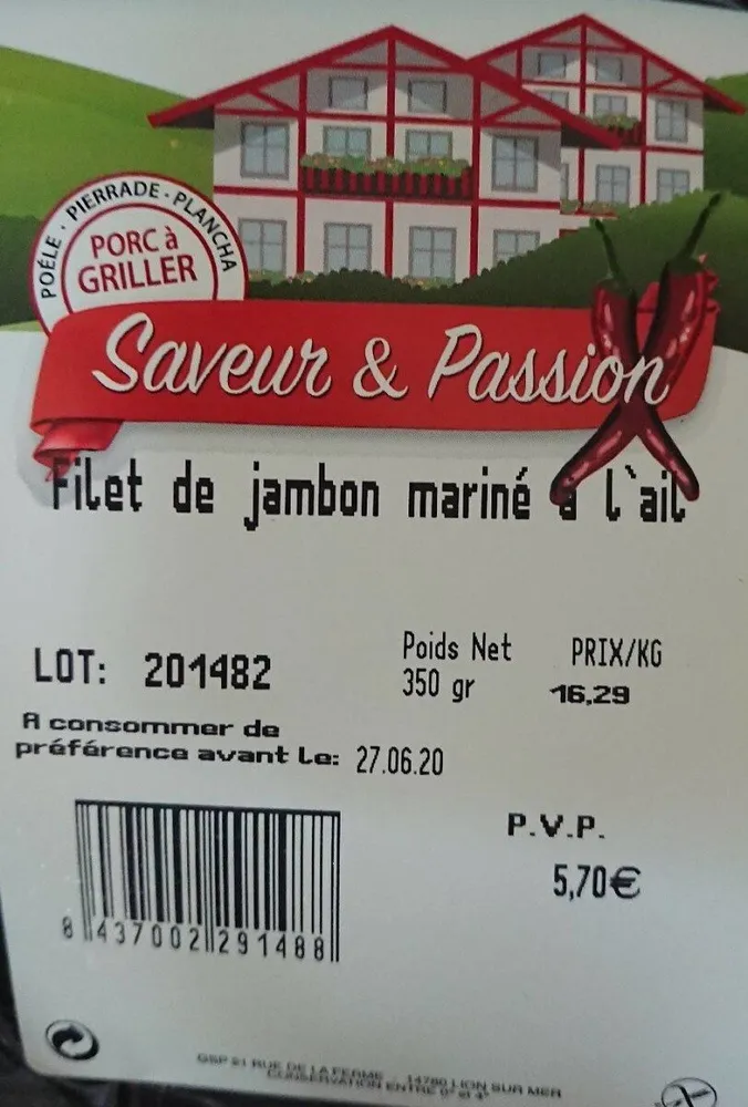 Filet de Jambon mariné à l'ail