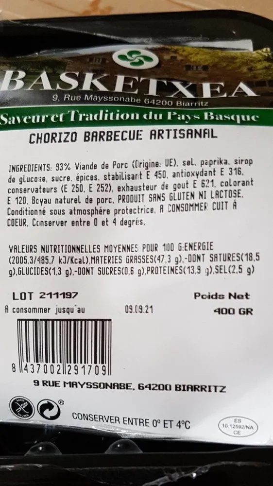 Chorizo barbecue artisanal