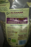 Sopa de arroz, verduras y algas
