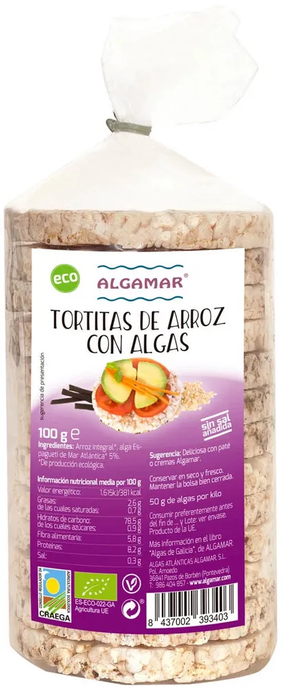 Tortitas de arroz con algas