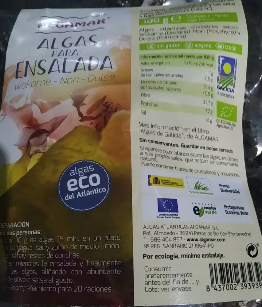 Algas para ensalada