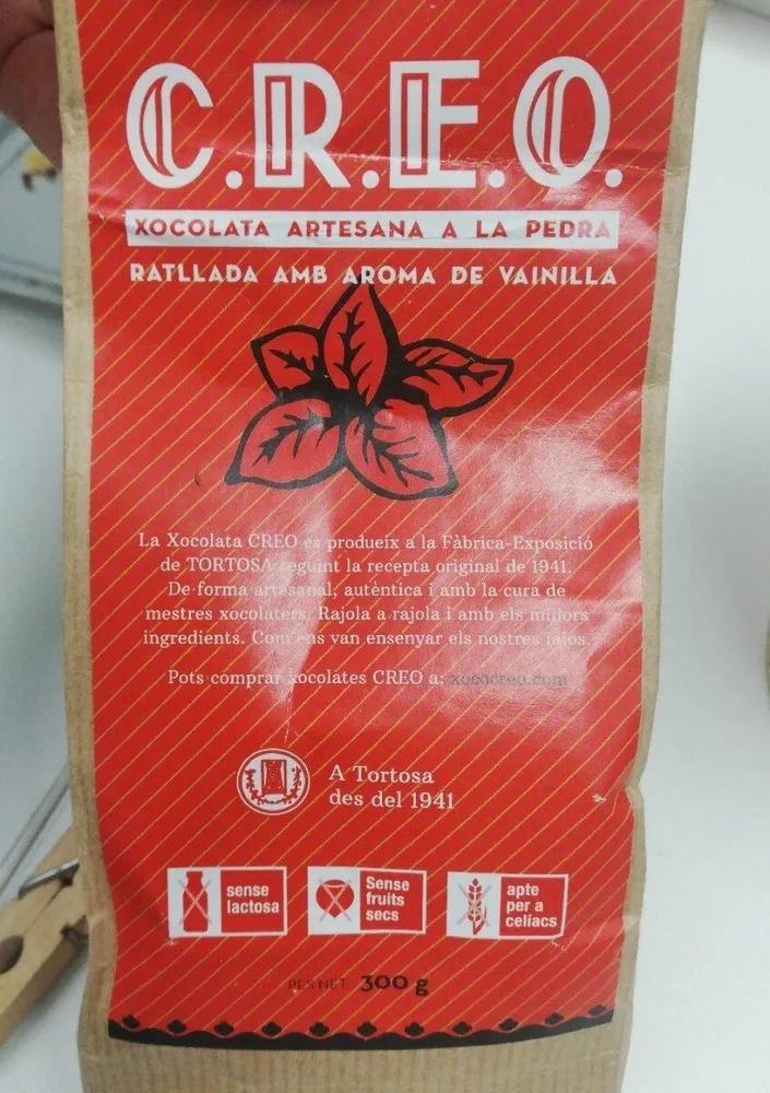 Xocolata artesana a la pedra ratllada amb aroma de vainilla
