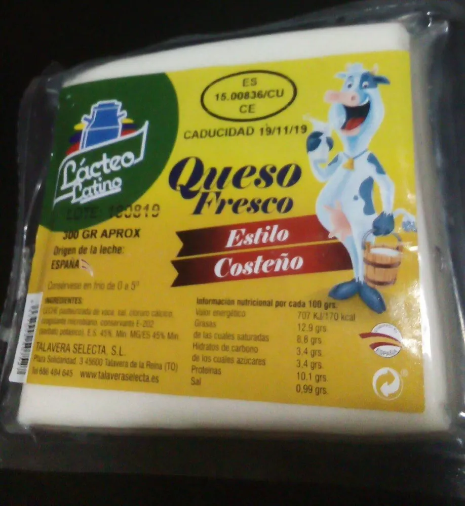 Queso fresco estilo Costeño