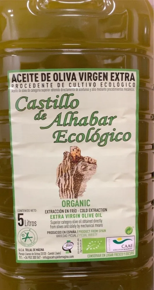 Aceite de Oliva Virgen Extra ecologico sin filtrar