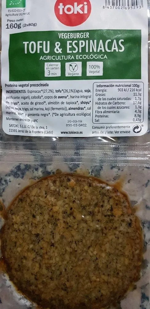Vegeburger tofu & espinagas
