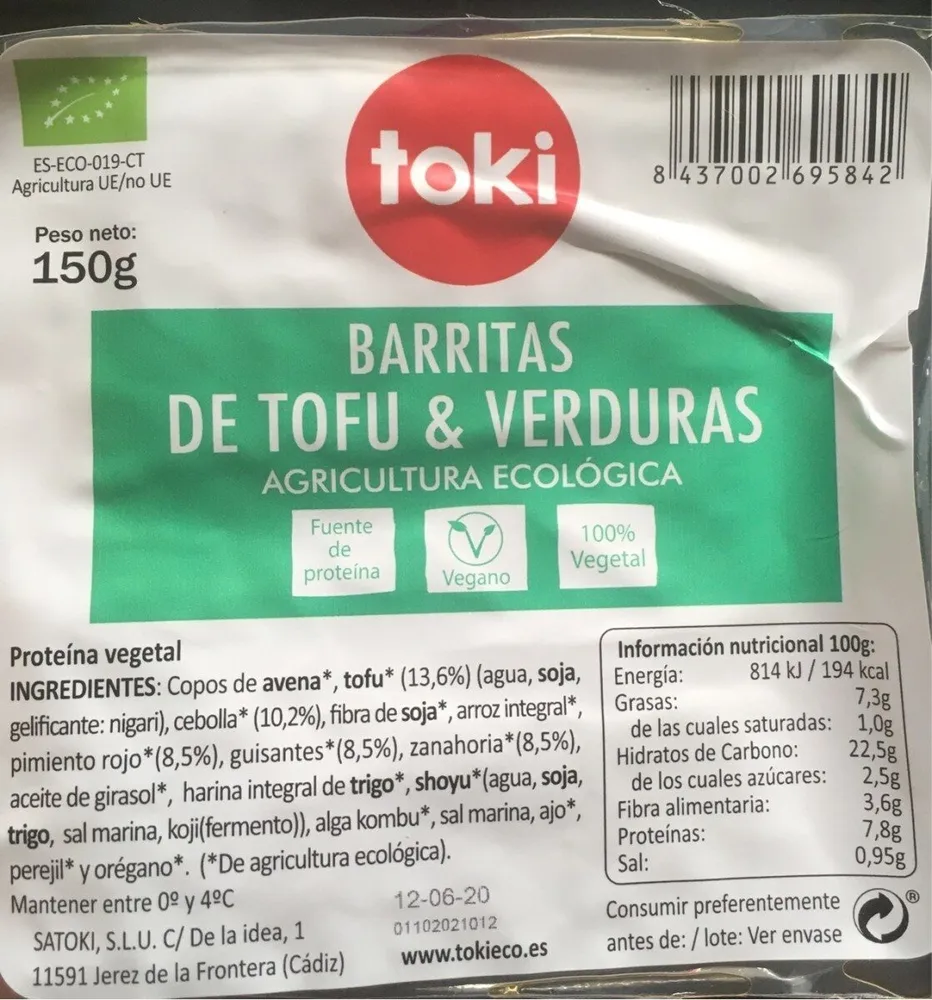Barritas de tofu y verdura
