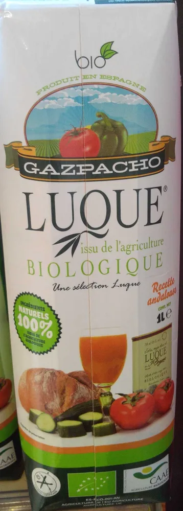Gazpacho issu de l'agriculture biologique