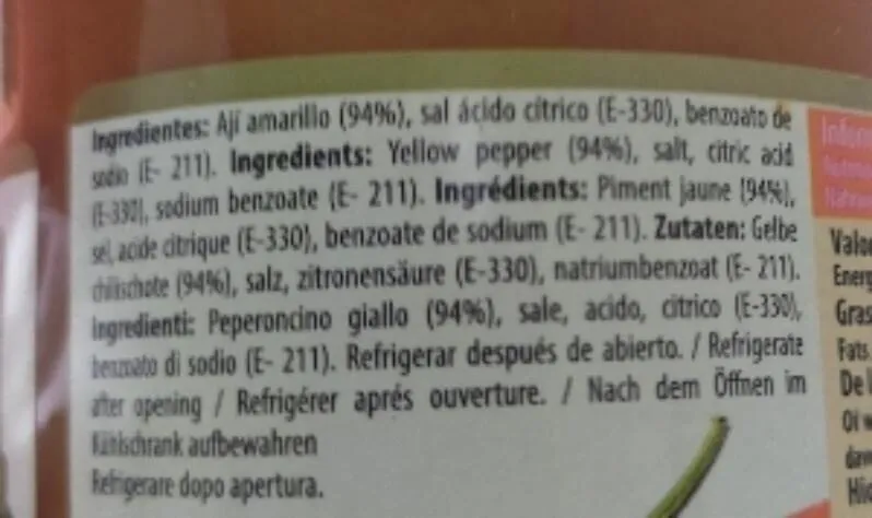 Pasta de ají amarillo