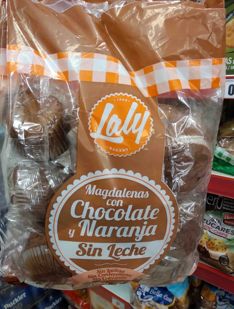Magdalenas con chocolate y naranja
