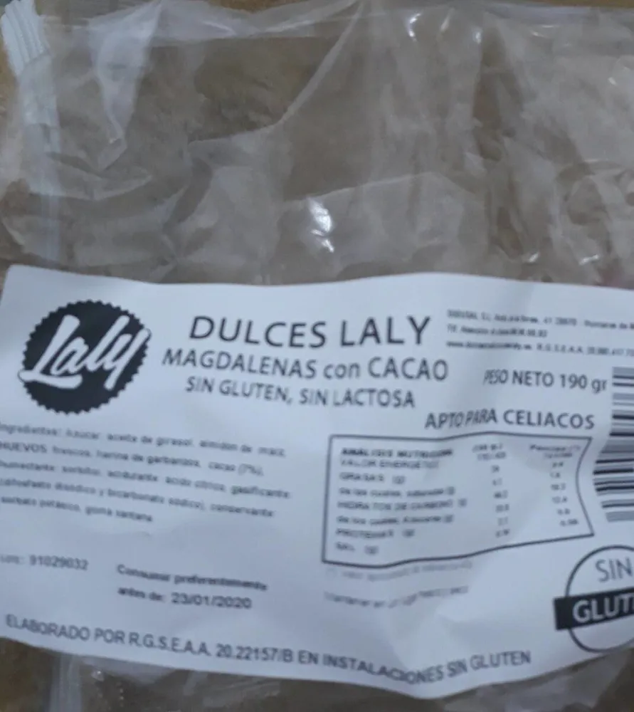 Magdalenas con cacao dulce sin gluten