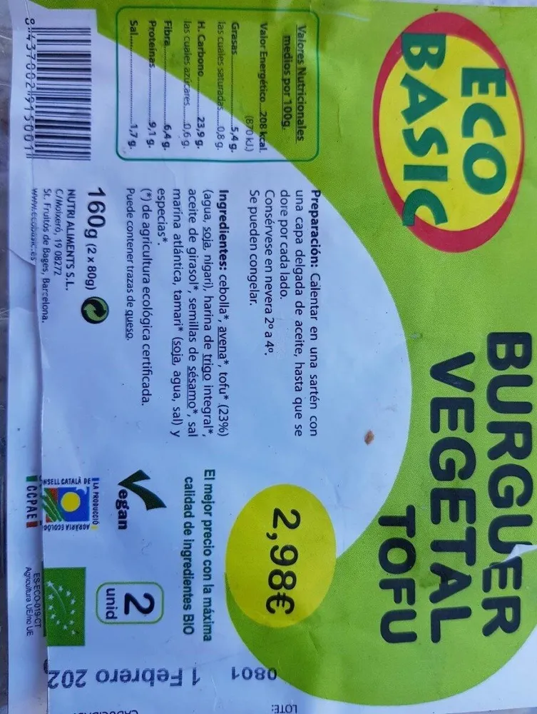 BURGER VEGETAL TOFU