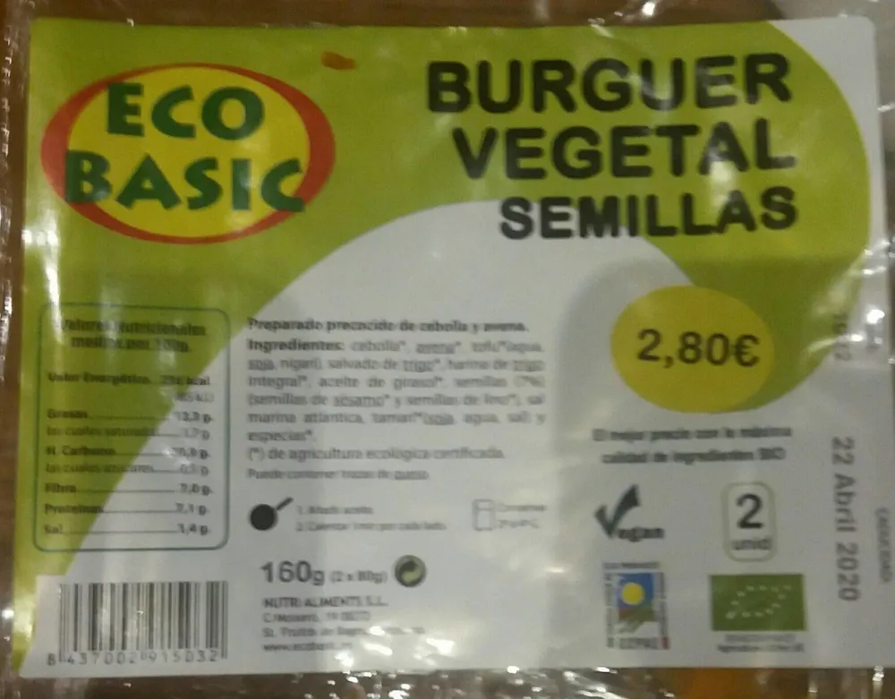 Burguer vegetal semillas