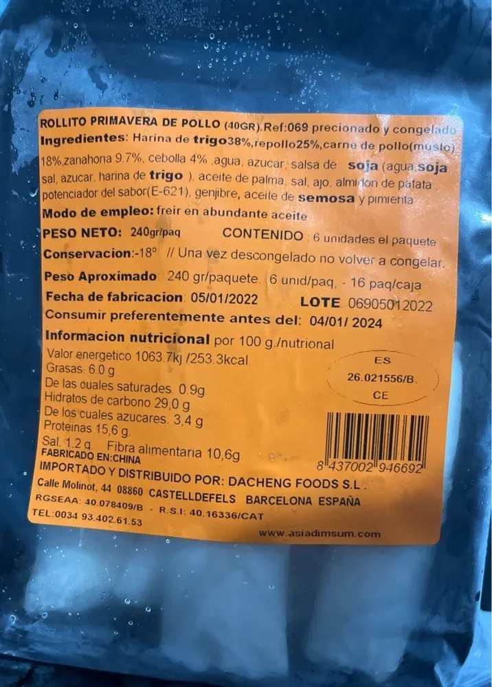 Rollito primavera de pollo