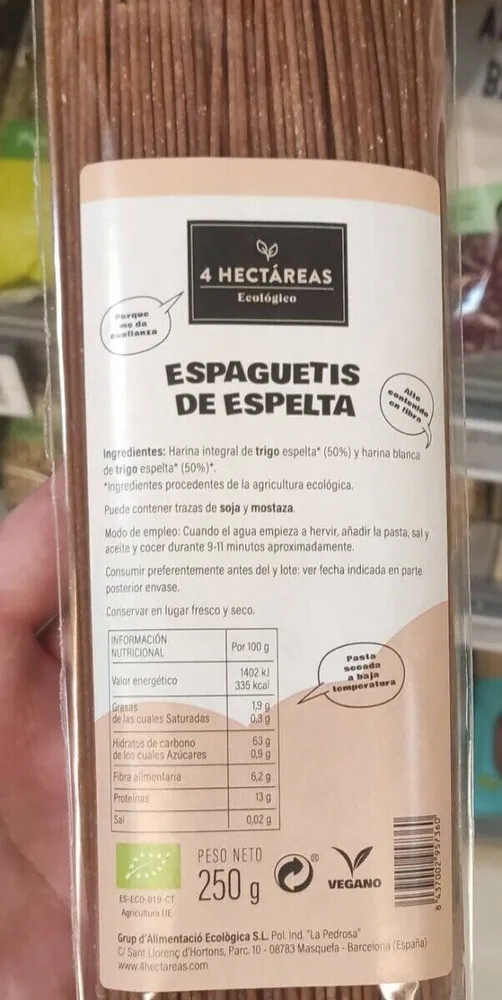 Espaguetis de espelta