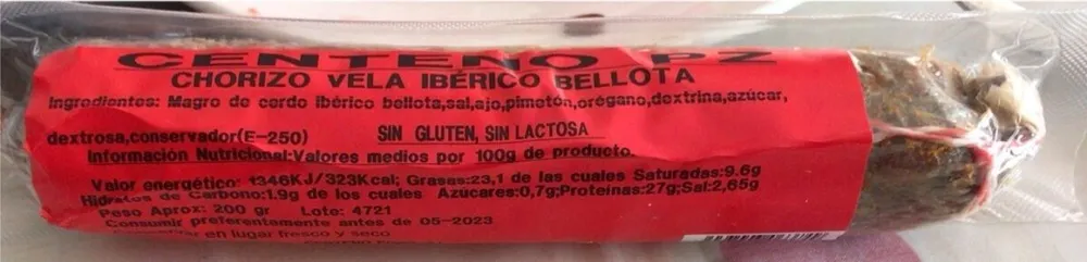 Chorizo vela ibérico bellota
