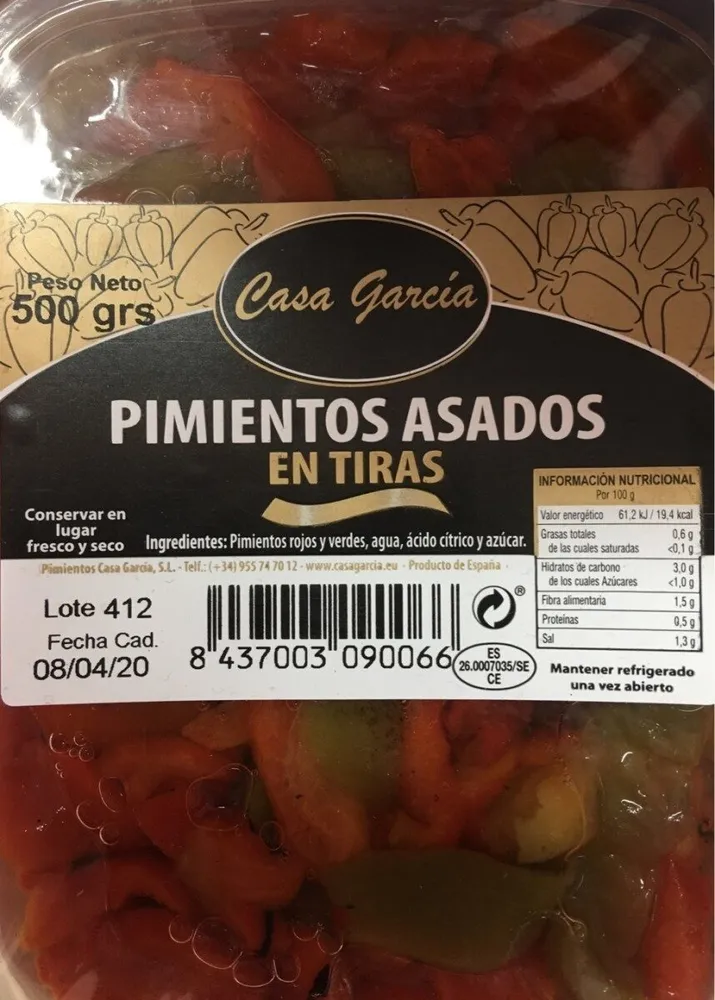 Pimientos asados en tiras