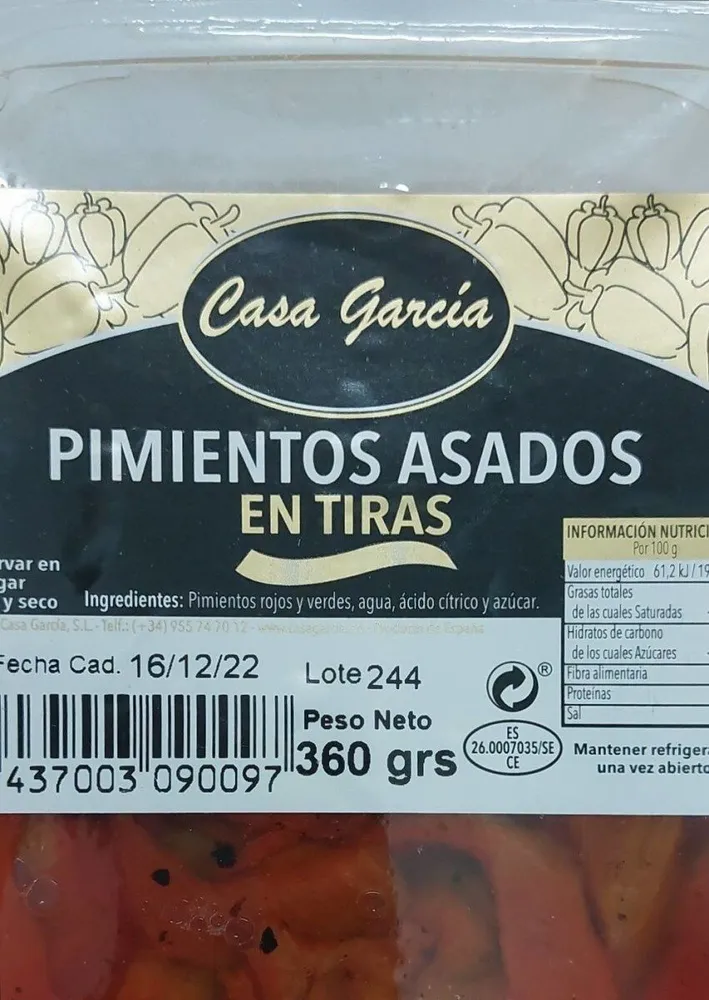 Pimientos Asados en Tiras