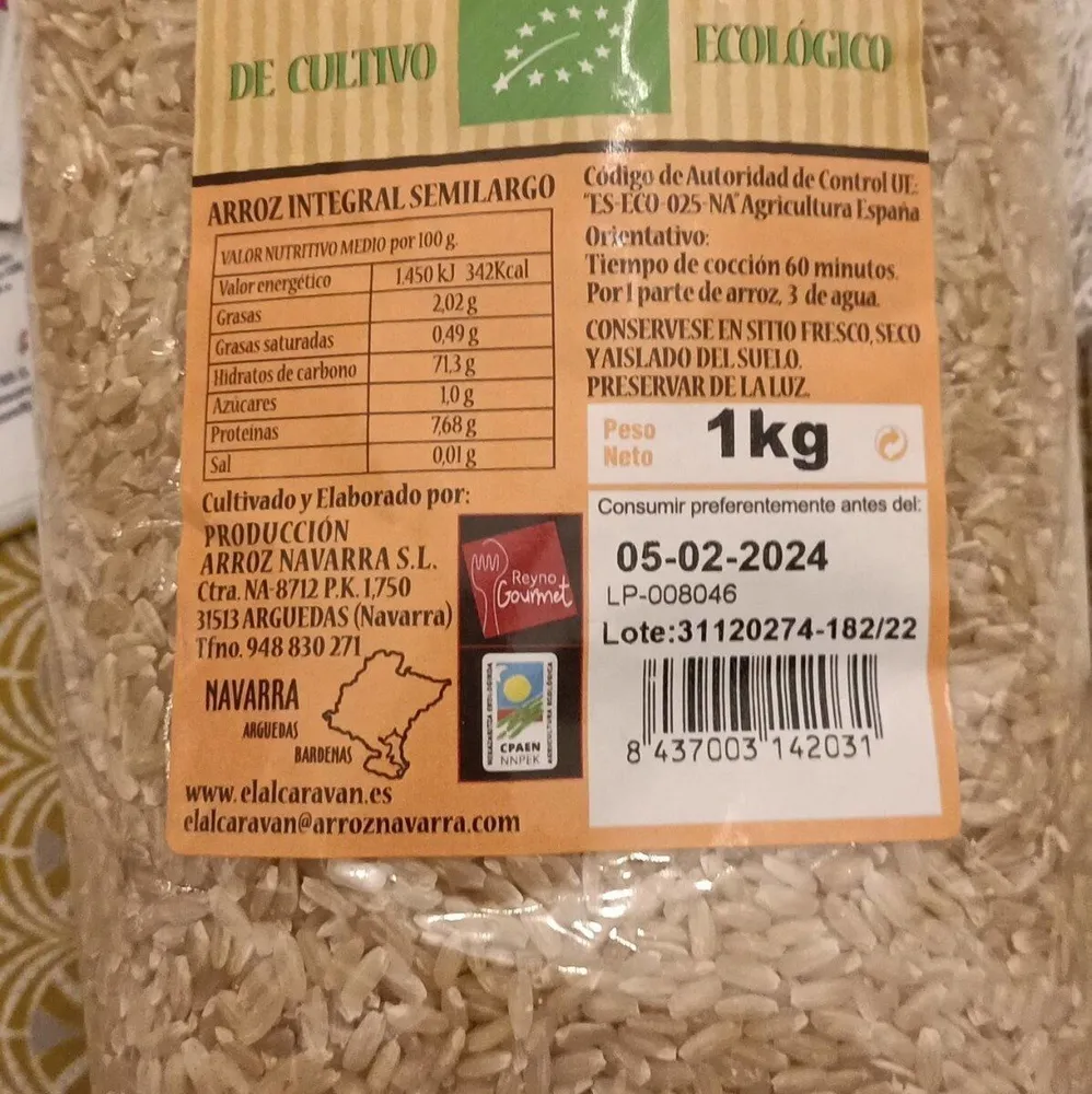 Arroz integral semilargi