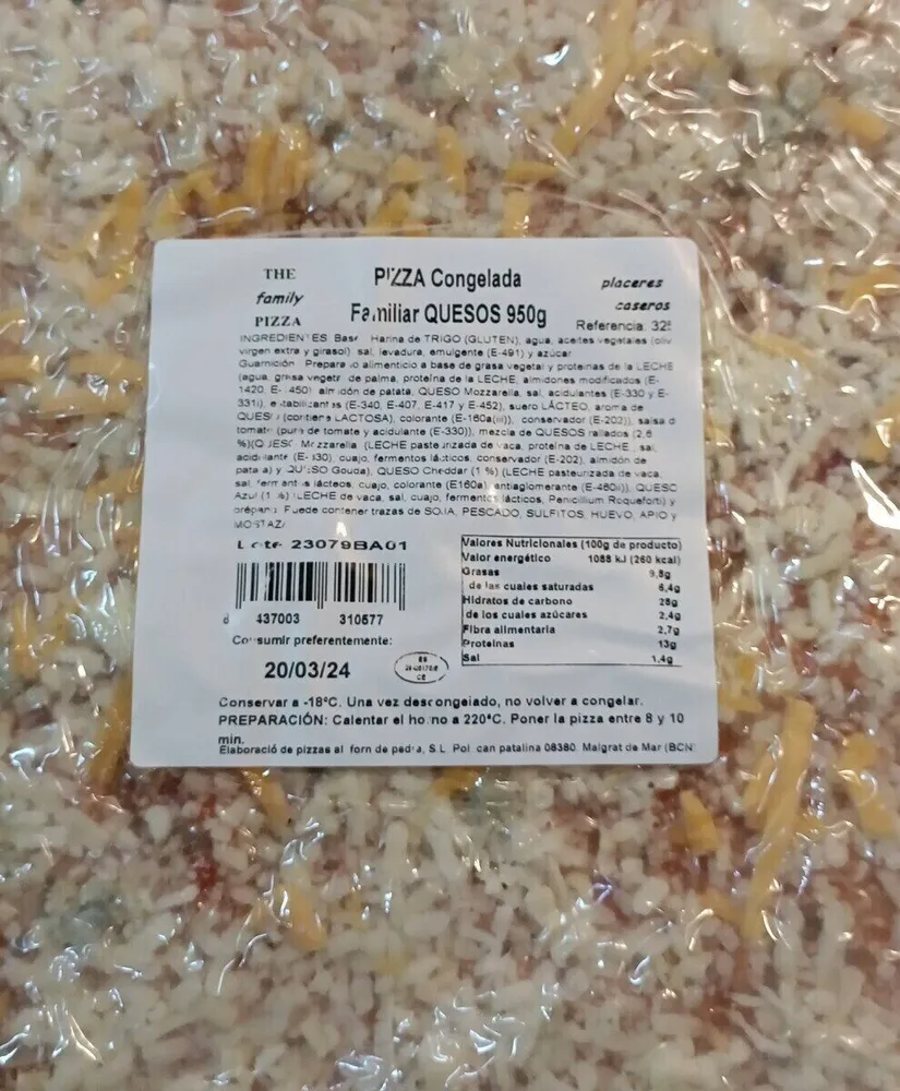 Pizza Congelada Familiar Quesos 950gr