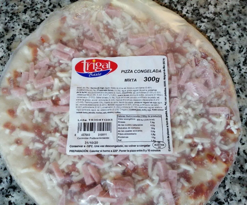 Pizza jamón y queso trigal basic