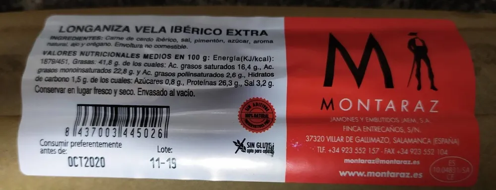Longaniza vela ibérico extra