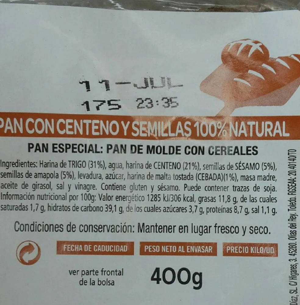 Pan de mode con cereales