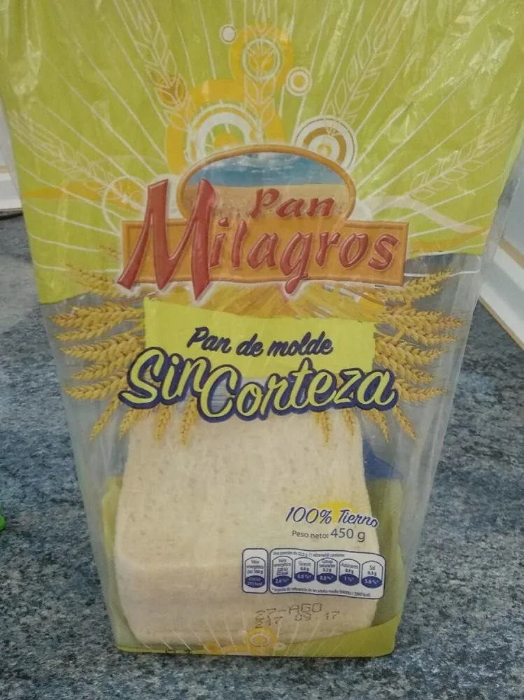 Pan de molde Milagros sin corteza