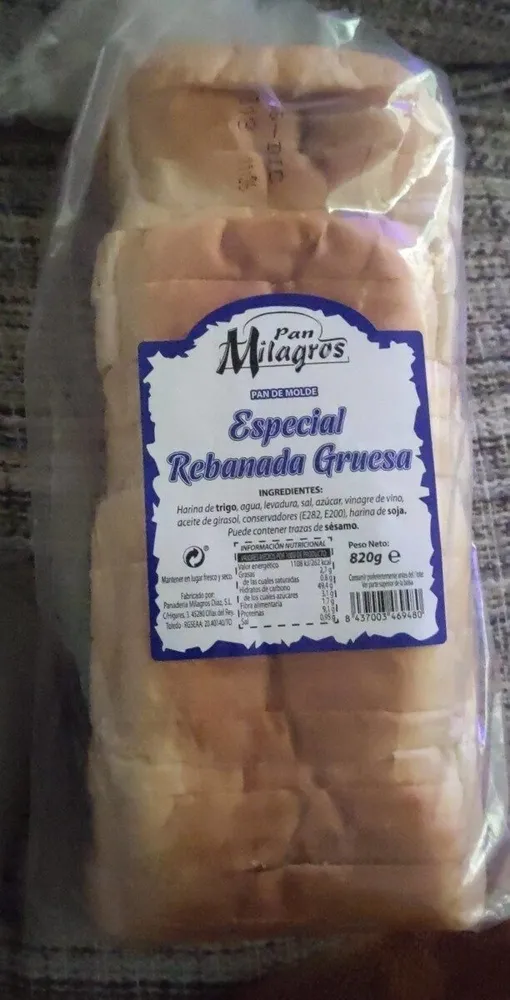 Pan Milagros especial rebanada gruesa