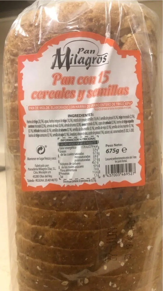 Pan con 15 cereales y semillas