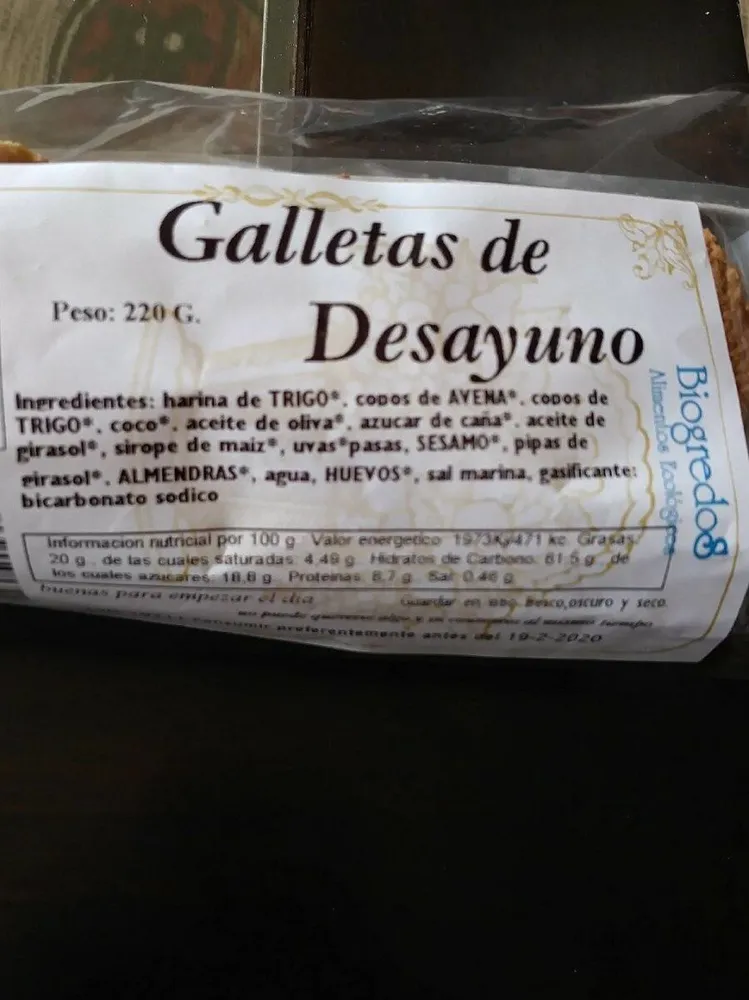 Galletas de desayuno Biogredos