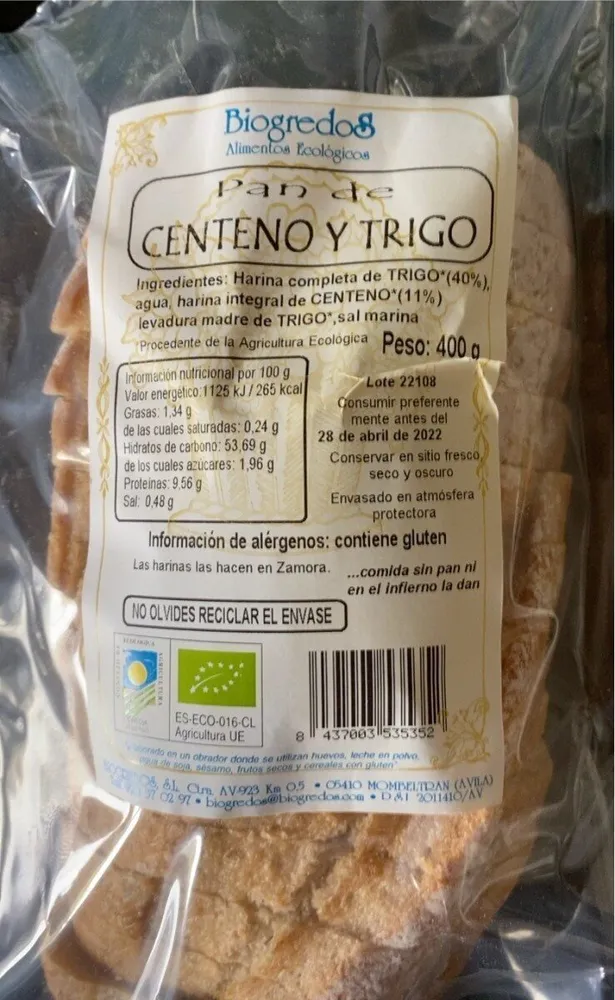 Pan de centeno y trigo