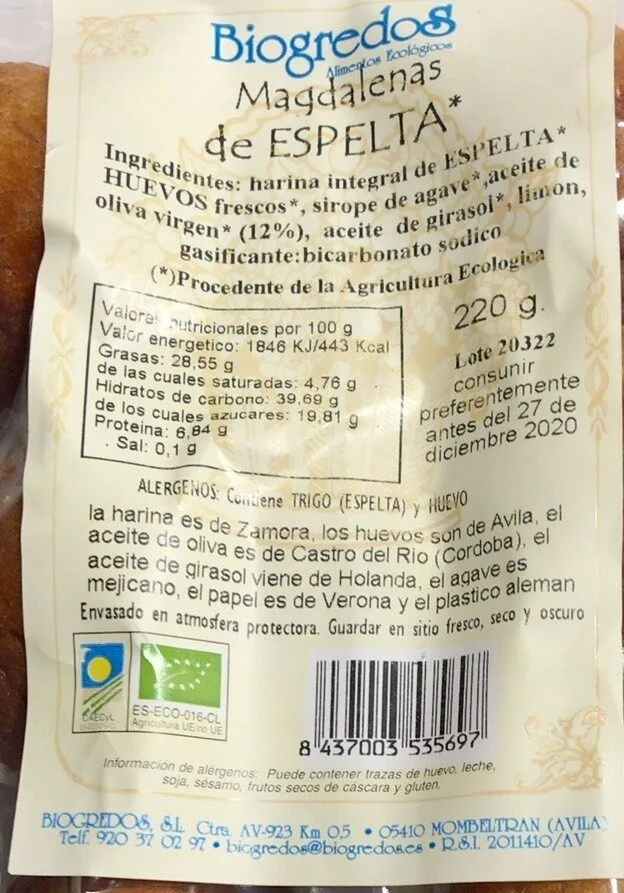Magdalenas de espelta