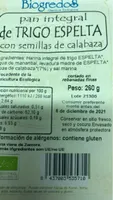 Pan integral  espelta con semillas de calabaza