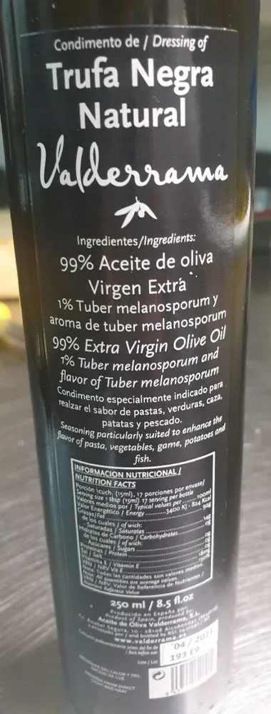 Condimento de trufa negra natural