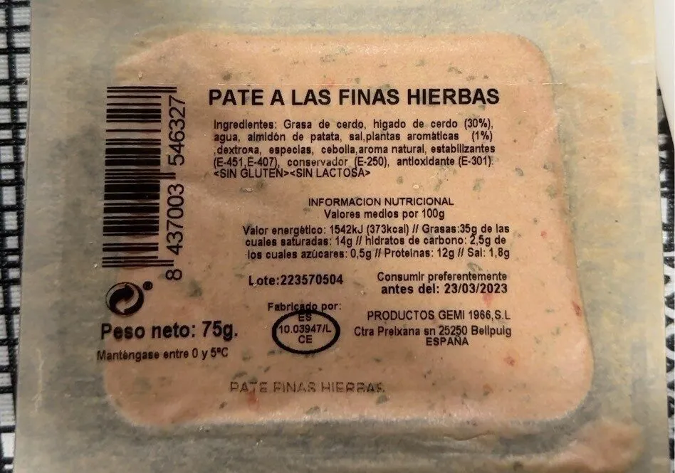 PATE PARA LAS FINAS HIERBAS