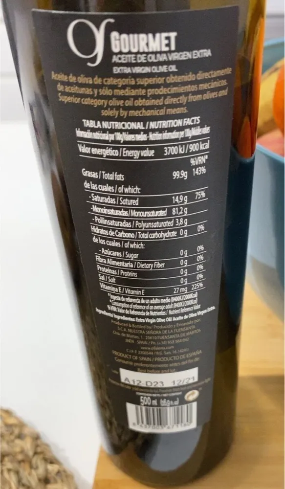 Aceite de oliva virgen extra gourmet primera extraccion
